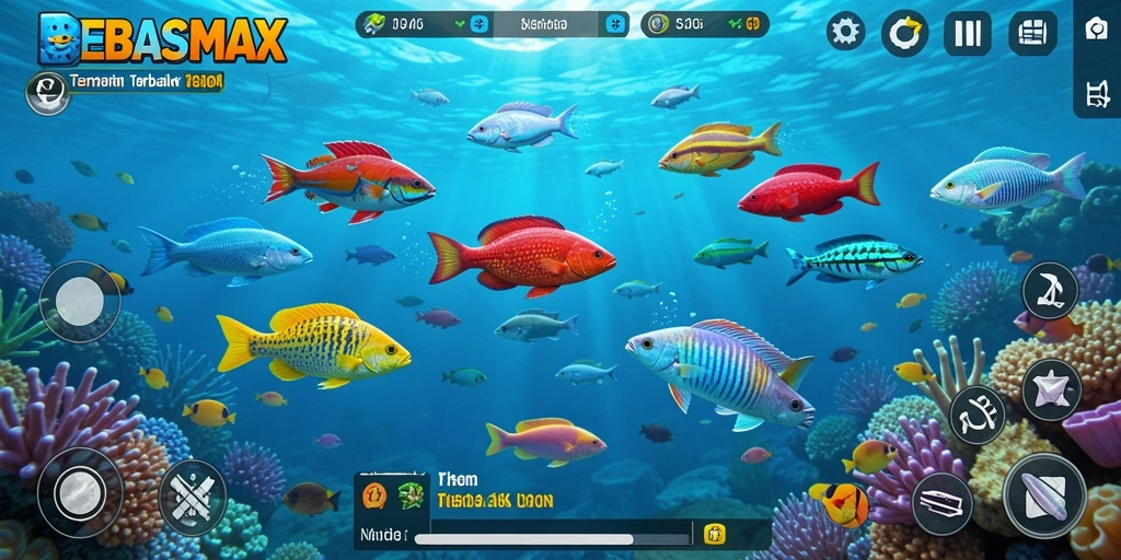 Tampilan gameplay seru saat menangkap ikan di BEBASMAX.