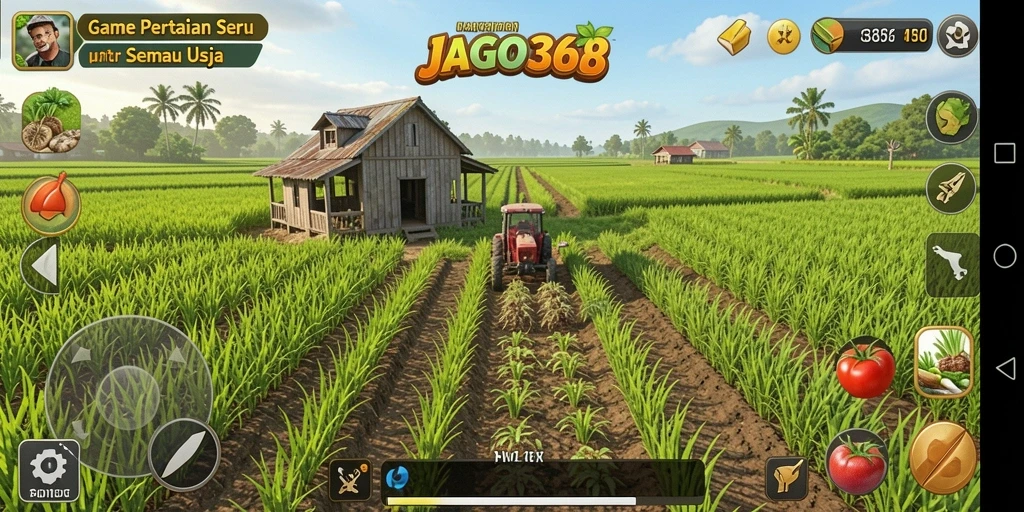Tampilan gameplay JAGO368 yang menonjolkan aktivitas pertanian.