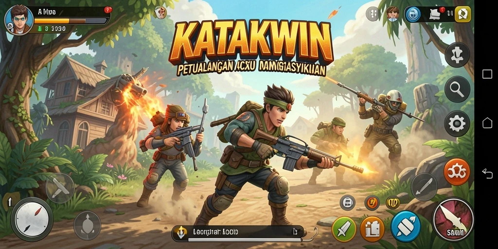 Gameplay KATAKWIN yang penuh aksi dan tantangan.