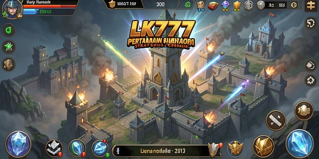 Tampilan gameplay LK777 dengan menara yang strategis dan aksi seru.