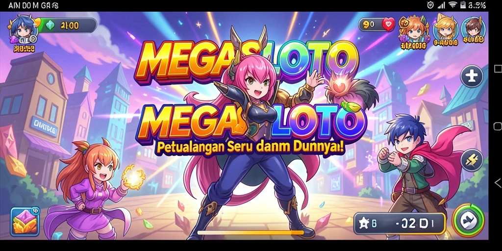 Screenshot menampilkan karakter anime dalam pertempuran seru di MEGASLOTO.