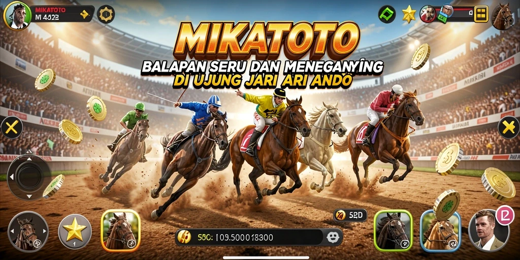 Gameplay Racing yang mendebarkan di MIKATOTO dengan lintasan menantang.