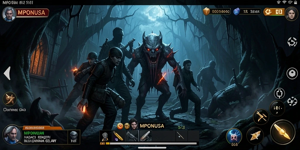 Gameplay menegangkan di dunia kegelapan MPONUSA membuat jantung berdebar.