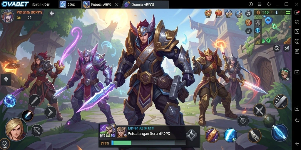 Screenshot gameplay ARPG di OVABET yang menunjukkan pertempuran epik.