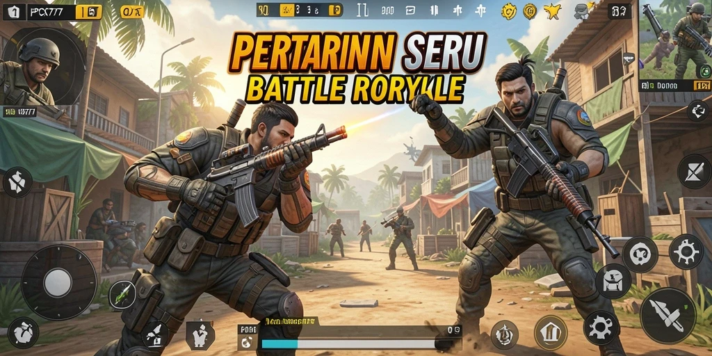 Tampilan menarik dari gameplay Battle Royale yang mendebarkan di PCX777.