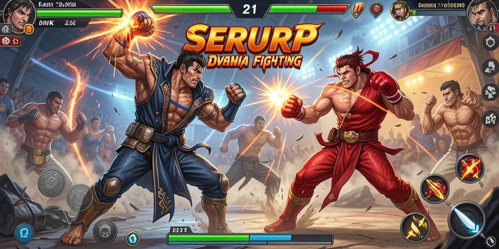 Tampilan game SERURP dengan pertarungan action yang intens.
