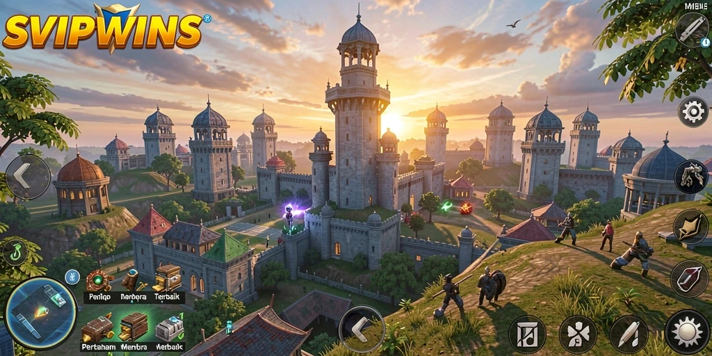 Tangkapan layar dari gameplay SVIPWINS yang memukau dalam Tower Defense.